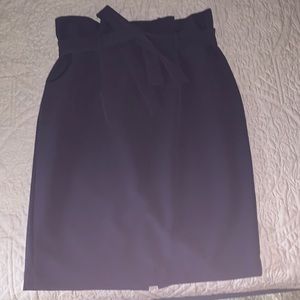 Women’s navy paper bag waist pencil skirt